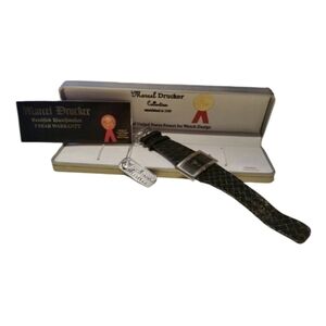 Marcel Drucker Collection Braided Black Leather Strap Watch and Dial NEW